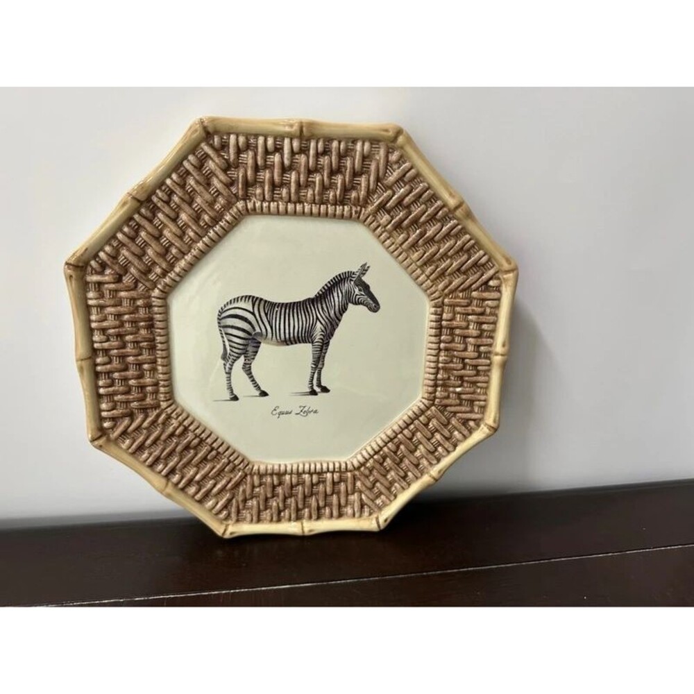 Raymond Waites Empire Zebra Plate Equus Zebra Octagonal Bamboo Safari Decor
